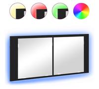 Generico Armadio Specchio LED con Porta Rovere Nero 100 x 12 x 45 cm,Mobili,Armadietti e portaoggetti,Componenti di arredo,Componenti di arredo bagno-875044