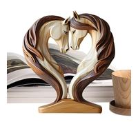 Generico Arredamento per la casa - scultura da scrivania di legno, fascino artistico con design di coccola, statua di animali, accento rustico per soggiorno in camera da letto.