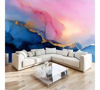 Generico Art Carta Da Parati Fotomurale Goffratura Lamina d'oro Astratto Blu Rosa Fotomurali Camera Da Letto Ufficio Soggiorno Decorazione Muro Murales 250 x 175 cm Vello Carta da parati
