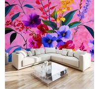 Generico Art Carta Da Parati Fotomurale Stampe floreali e botaniche colorate Fotomurali Camera Da Letto Ufficio Soggiorno Decorazione Muro Murales 300 x 210 cm Colorato Vello Carta da parati
