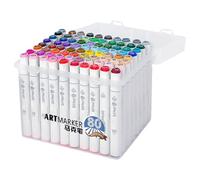 Generico Art Marker Set, Double Tip Drawing Pens, 80 Quick-Dry Art Colors, Compact Creative Coloring Tool, Supplies for Scrapbooking, Journaling, Preschool, Kindergarten, College and Classroom