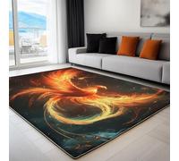 Generico Art Tappeto da Soggiorno 80x150 cm Fiamma Fenice Fantasy Tappeti per Soggiorno Camera da Letto Sala da Pranzo Corridoio, Tappeto Rettangolare Lavabile in Lavatrice, Buio