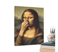 Generico Arte Da Bagno Mona Lisa - Poster Parodia “Naso Tappato”, Tela Umoristica In Stile Vintage | Decorazione Retrò Divertente Per Bagno, Toilette & Casa | Cornice In Legno