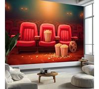 Generico Arte da Parete Cinema Vintage Strisce Murales Personalizzati Realismo Carta da Parati Fotografica per Cameretta Bambini, Camera da Letto 350 x 256 cm (L x A), Carta da Parati in Effetto 3D