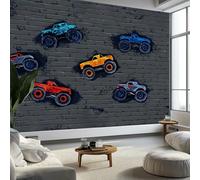 Generico Arte da Parete Muri di Mattoni Della Città Auto Murales Design Cartoon Carta da Parati Fotografica per Cameretta Bambini, Camera da Letto 300 x 210 cm (L x A), Carta da Parati in Effetto 3D