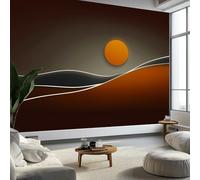 Generico Arte da Parete Sole Onde di Collina Murales Personalizzati Minimalismo Carta da Parati Fotografica per Cameretta Bambini, Camera da Letto 450 x 315 cm (L x A), Carta da Parati in Effetto 3D