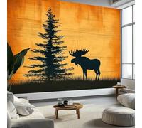 Generico Arte da Parete Venatura Del Legno Creatura Cervo Murales Vintage Tradizionale Carta da Parati Fotografica per Cameretta Bambini, Camera da Letto 400 x 280 cm, Carta da Parati in Effetto 3D