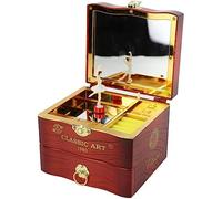 Generico ARTE DEGLI ARGENTI CARILLON MECCANICO BAULE PORTAGIOIE CON BALLERINA ROTANTE e MELODIA per ELISA in ABS EFFETTO LEGNO 43272