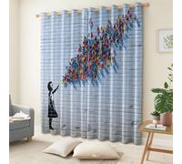 Generico Arte Del Graffiti Bedroom Tende oscuranti 140L x 260A cm 2 Pannelli, Ragazza Farfalla Occhielli Termoisolanti Grigio Tende Anti-sbiadimento in Poliestere per la Camera dei Bambini