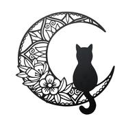 Generico Arte della parete del gatto nero - arredamento in fase di luna di silhouette in metallo | muro appeso per soggiorno camera da letto decorazione per la casa gotica un unico regalo di lavaggio