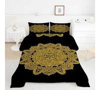 Generico Arte Mandala Piumone 220 x 240, Stile Lusso Minimalista Set di Biancheria da Letto in Microfibra, 1 Trapunta e 2 Federe 50x80 cm, 4 Stagioni TY821