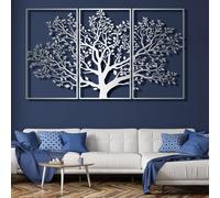 Generico Arte murale in Metallo con Albero della Vita, 3 Pezzi di Arte murale Moderna in Metallo, Decorazione Artistica per Esterni, Scultura Moderna per la casa, Regalo da Appendere sopra Il Le