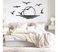 Generico Arte murale in metallo con gabbiani all'alba, arte murale moderna in metallo con uccelli al sole, decorazione artistica minimalista, scultura moderna per la casa, soggiorno, camera da