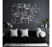 Generico Arte murale in Metallo Nero, Decorazione con volti Astratti, Linea del Volto di Donna, Decorazione per Soggiorno, Arte murale in Metallo, Decorazione Artistica, per Soggiorno, Camera da