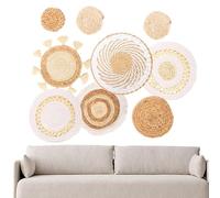 Generico Arte Murale in Tessuto - Arredamento Boho Fatto a Mano in Stile Country | 9 Pezzi Arte Murale in Macramè - per Cameretta Studio Casa Soggiorno Cucina Stanza