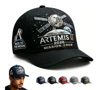 Generico Artemis II Lunar Mission Commemorative cap, Adjustable Space Exploration Hat for Women & Men (Black)