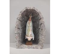 Generico ArteSacraCaravaggio Grotta artigianale granito grigio cm 31 x 22 e statua della Madonna di Fatima da cm 25 in resina realizzata interamente a mano