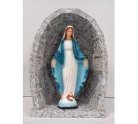 Generico ArteSacraCaravaggio Grotta artigianale in granito grigio cm 37 x 27 con statua della Madonna Miracolosa cm 30 in marmo resina di produzione artigianale italiana, per esterni