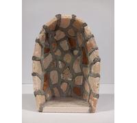 Generico ArteSacraCaravaggio Grotta artigianale in marmo beige inserti marmo rosso Verona e base in gres cm 20,5 x 14,5 realizzata interamente a mano ideale per statue da 14-16 cm