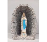 Generico ArteSacraCaravaggio Grotta artigianale realizzata in granito grigio cm 31 x 22 con statua della Madonna di Lourdes da cm 22 in PVC realizzata interamente a mano