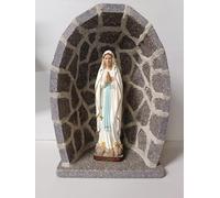 Generico ArteSacraCaravaggio Grotta in porfido cm 41,5 x 29,5 con statua della Madonna di Lourdes cm 30 in marmo resina realizzata interamente a mano di produzione artigianale italiana