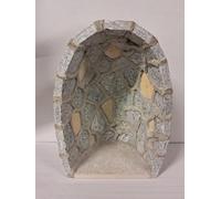 Generico ArteSacraCaravaggio Grotta per statua artigianale in granito con inserti in marmo beige cm 29 x 20 realizzata interamente a mano