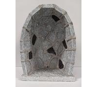 Generico ArteSacraCaravaggio Grotta per statua artigianale in granito grigio con inserti in marmo nero, cm 37 x 27 realizzata interamente a mano di produzione artigianale italiana
