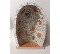 Generico ArteSacraCaravaggio Grotta per statua artigianale in granito grigio con inserti rosso Verona cm 41,5 x 29,5 realizzata interamente a mano di produzione italiana