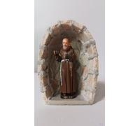 Generico ArteSacraCaravaggio Grotta per statua artigianale in marmo avorio cm 16,5 x 11,5 con statua di San padre Pio da Pietrelcina cm 12,5 di produzione italiana