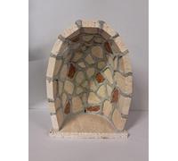Generico ArteSacraCaravaggio Grotta per statua artigianale in marmo beige con inserti marmo rosso Verona cm 37 x 27 realizzata interamente a mano di produzione italiana