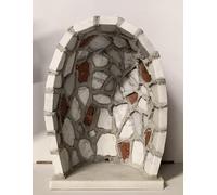 Generico ArteSacraCaravaggio Grotta per statua artigianale in marmo bianco Botticino inserti in marmo rosso Verona cm 41 x 30 realizzata interamente a mano di produzione artigianale italiana