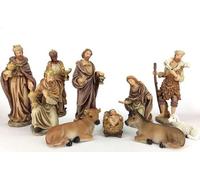Generico ArteSacraCaravaggio Presepe completo cm 42 (16,53 inches) composto da 10 pezzi in resina con decorazione anticata ideale per esterni ed interni