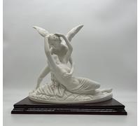 Generico ArteSacraCaravaggio Scultura Amore e Psiche in polvere di alabastro, base in legno, cm 40 x 34 (15,74 x 13,38 inc) produzione artigianale italiana.