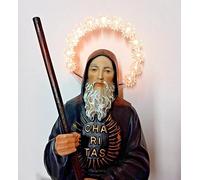 Generico ArteSacraCaravaggio Statua di San Francesco da Paola cm 42 con aureola luminosa, in resina decorata a mano di produzione artigianale italiana