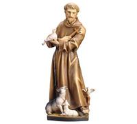 Generico ArteSacraCaravaggio Statua di San Francesco d'Assisi scolpita in legno della Valgardena e decorata a mano di produzione artigianale italiana (CM 10)