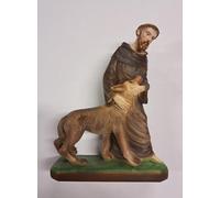 Generico ArteSacraCaravaggio Statua di San Francesco e il lupo cm 21 (8,26 inches) in marmo resina piena decorata a mano di produzione artigianale italiana