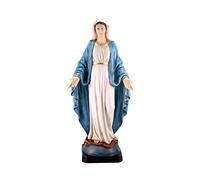 Generico ArteSacraCaravaggio Statua Madonna Miracolosa o Immacolata, in marmo resina cm 60 (23,60 inches), per interni ed esterni, decorata a mano, produzione artigianale italiana