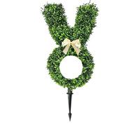 Generico Artificial Bunny Topiary - Faux Boxwood Rabbit Garden Decor Plant, Shrub Sculpture with Ground Spike Stand, Home Front Porch Landscape Decoration Outdoor Seasonal Display Spring Ornament