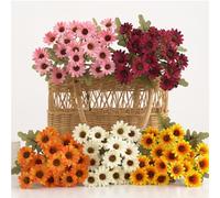 Generico Artificial Fall Flowers Fake Mums for Outdoors Look Real, UV Resistant, Waterproof, Windproof, Fake Fall Flower Daisy with Eucalyptus,Decoration for Home Porch (colorful,5pcs)