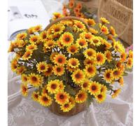 Generico Artificial Fall Flowers Fake Mums for Outdoors Look Real, UV Resistant, Waterproof, Windproof, Fake Fall Flower Daisy with Eucalyptus,Decoration for Home Porch (yellow,10pcs)