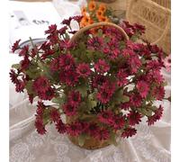Generico Artificial Fall Flowers Fake Mums for Outdoors Look Real, UV Resistant, Waterproof, Windproof, Fake Fall Flower Daisy with Eucalyptus,Decoration for Home Porch (rose,5pcs)