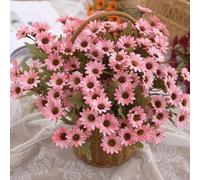 Generico Artificial Fall Flowers Fake Mums for Outdoors Look Real, UV Resistant, Waterproof, Windproof, Fake Fall Flower Daisy with Eucalyptus,Decoration for Home Porch (pink,15pcs)