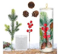 Generico Artificial Red Berry Set - Evergreen Berries Décor, Floral Picks Holly Stem, Pinecones Holly Stems, Bundles Faux Pine Branches For Tree Decoration Floral Arrangement Winter Wreath Decor