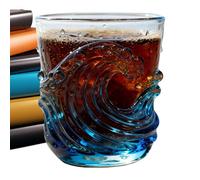 Generico Artigianale Realizzata In Marino Con Motivo Onda | Bicchiere In Da 355 Ml - da Bere con Superficie Texture e Tema Marino,Per Caffè Tè Latte Succo Bevanda Donne Uomini Casa Ufficio Caffè