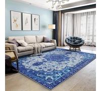 Generico Artistic Traditional Rugs Fluffy Bedroom Rug Shaggy Living Room Non-Slip Soft Modern Rugs Suitable for Home Decoration (Blue)