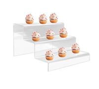 Genérico Ascensore dello schermo | Supporti acrilici trasparenti per la visualizzazione,Scaffale acrilico a 2/3 passi, Supporto per Cupcakes, display per dessert per anelli cosmetici, torte