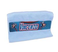 Generico Asciugamano per Bimbo Bimba Personalizzata con nome CAPITANO datto per Il Tuo Bimbo Quando va a Scuola elementare, infanzia, media (Blu)