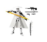 Generico Assembled Knight-Errant Action Figure - 3D Printed Multi-Jointed Robot | Straw Hat And Cloak Desktop Decoration | Toy For Game Enthusiasts With 6 Interchangeable Tools