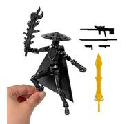 Generico Assembled Knight-Errant Action Figure - 3D Printed Multi-Jointed Robot | Straw Hat And Cloak Desktop Decoration | Toy For Game Enthusiasts With 6 Interchangeable Tools