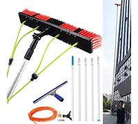 Generico Asta per la Pulizia dei vetri Extra Lunga, alimentata ad Acqua, Lunga 7 m con Lama tergivetro, Tubo telescopico, Kit di Pulizia vetri Estensibile (Spazzola da 50 cm, Asta da 7 m)